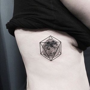 Blackwork geometric moon tattoo by Sunghee Hwang. #SungheeHwang #Sou #SouTattooer #blackwork #geometric #moon #pentagon