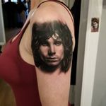 Jim Morrison tattoo by Mike Storey #MikeStorey #musictattoos #blackandgrey #realism #realistic #hyperrealism #portrait #JimMorrison #music #TheDoors #singer #poet #tattoooftheday