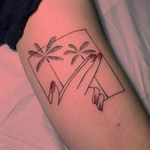 Fun summer tattoo by Dylan Long Cho #DylanLongCho #linework #minimalist #minimalistic #summer #palmtree