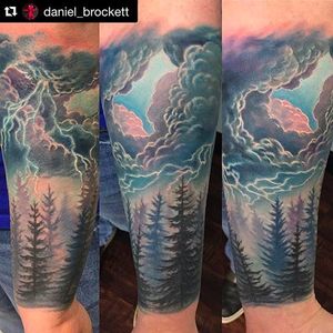 Amazing landscape Lightning Tattoo scenery by Daniel Brockett #DanielBrockett #Landscape #Scenery #Lightning #LightningBolt