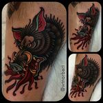 Boar Tattoo by W.T. Norbert #neotraditional #traditional #bold #WTNorbert