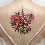 Flower tattoo by Deborah Genchi #DeborahGenchi #rosetattoos #color #realism #realistic #watercolor #rose #flowers #floral #nature #tattoooftheday