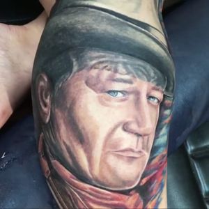 A portrait of the Duke in The Searches by Tiffany Lasco (IG—tiffanylascotattoo). #color #JohnWayne #portraiture #realism #theDuke #TiffanyLasco