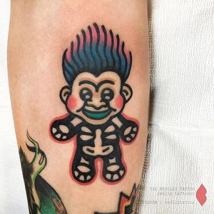 Troll Doll tattoo by Redlip Tattooer. #troll #doll #trolldoll #toy #Redlip #90s #90stattoo