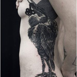Heron Tattoo by Mishla #heron #blackwork #blackworkartist #illustrative #blackillustrative #darkart #darkartist #Mishla