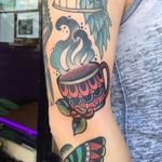 Coffee tattoo by Ash Hochman. #coffee #coffeelover #mug #drink #coffeelover #neotaaditional