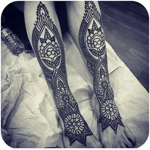 Tattoo uploaded by katievidan • Mendhi-inspired leg pieces via ...