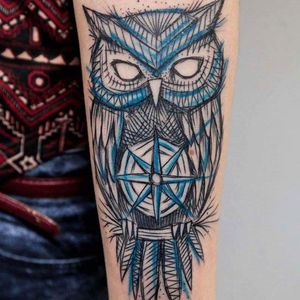 Owl tattoo by Ms. Kudu #MsKudu #sketchstyle #sketch #graphic #owl #blueink