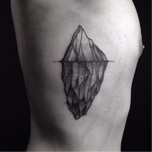 Iceberg tattoo by Carolin Walch. #iceberg #ice #mountain #arctic #dotwork #carolinwalch