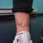 New York skyline tattoo by Phil Da Silva. #NewYork #ny #skyscraper #landmark #skyline #silhouette #minimalist #subtle #simple #outline #microtattoo