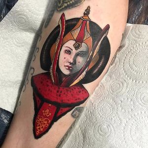 Queen Amidala tattoo by Vicky Morgan. #starwars #padme #padmeamidala #queenamidala #portrait #vickymorgan