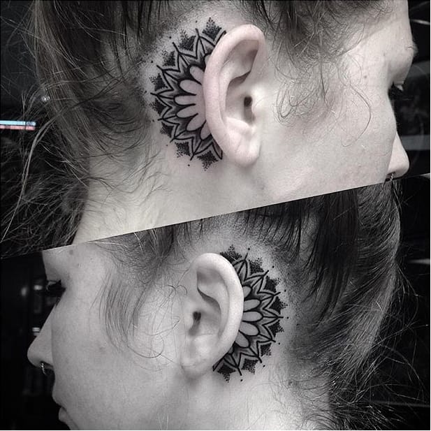 Woman With Sunflower on Her Ear Touching The Back of Her Neck  Free Stock  Photo