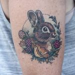 Bunny neo traditional tattoo by Alice Kendall. #bunny #rabbit #cute #neotraditional #bunnytattoo
