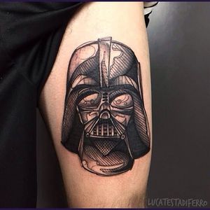 Darth Vader tattoo by Luca Testadiferro #LucaTestadiferro #sketch #sketchstyle #graphic #darthvader