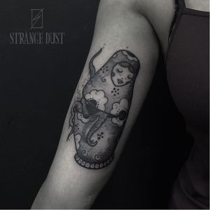 Russian doll tattoo by Strange Dust #StrangeDust #blackwork #russiandoll