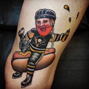Kessel goes for a ride on a delicious looking frankfurter. Seems like a great way to celebrate a championship. (Via Yahoo) #PittsburghPenguins