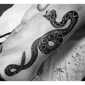 Rattlesnake Tattoo by Cheyenne Sawyer #rattlesnake #snake #traditional #CheyenneSawyer