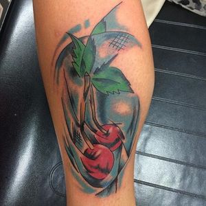 Abstract cherry tattoo by Mike Timm. #abstract #sketch #illustrative #cherry #fruit #MikeTimm