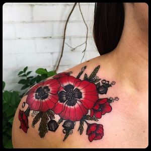 Floral tattoo by Cara Massacre. #CaraMassacre #Texas #flowers