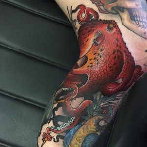 Octopus tattoo by Jasmin Austin. #octopus #neotraditional #seacreature #JasminAustin