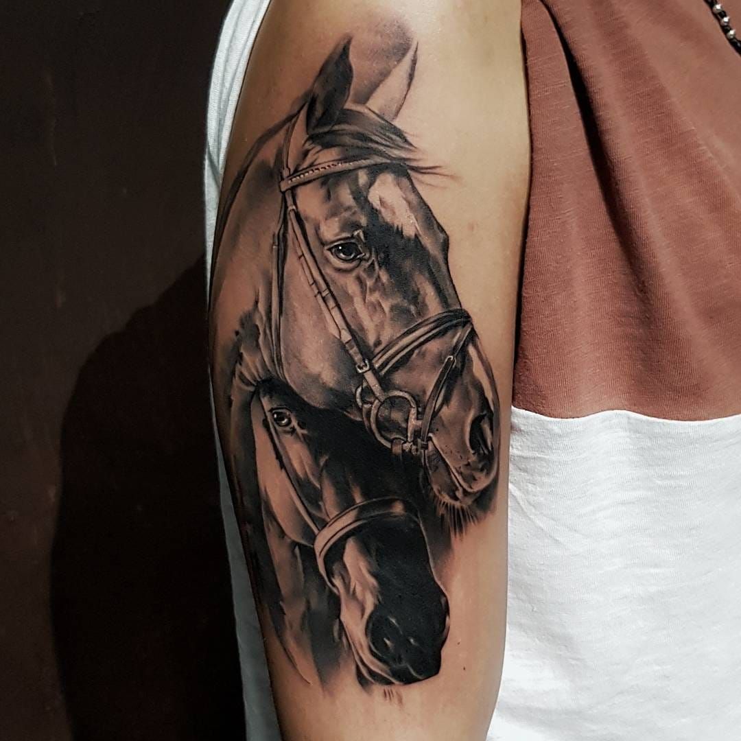Realistic Horse Tattoo On Arm