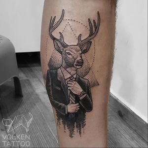 Stag tattoo by Volken #Volken #dotwork #geometric #graphic #stag