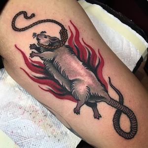 Poor little rat buddy. By Heather Bailey (via IG—cathedraloftears) #HeatherBailey #TattooArtist #cathedraloftears #traditional #halloween #spooky #goth