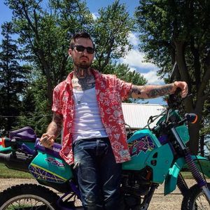 Paul Nycz, reppin the Kawasaki. #PaulNycz #tattooartist #kawasaki #motorcycle