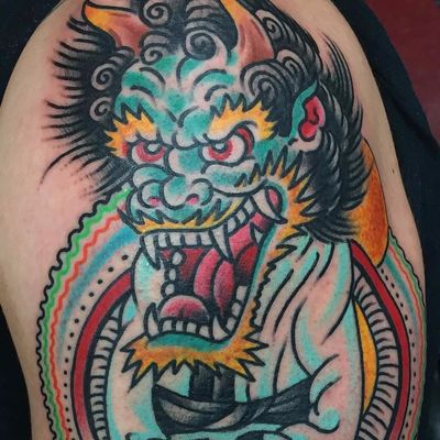 Enter the Oni by Greg Christian #gregchristian #oni #yokai #Japanese #monster #color #newtraditional #mashup #karate #pattern #tattoooftheday