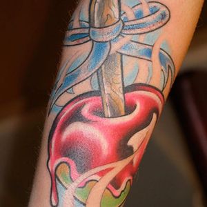Candy apple anyone? #candytattoo #sweet #candyapple #ribbon