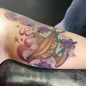 Genie Lamp Tattoo by Sophie Adamson #genielamp #genie #lamp #ornamental #disney #aladdin #SophieAdamson