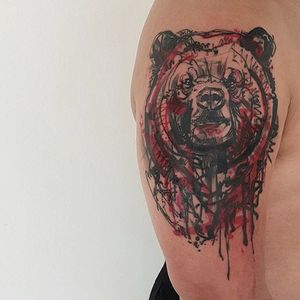 Bear tattoo by Ael Lim. #AelLim #marker #style #semiabstract #contemporary #sketch #experimentalism #bear