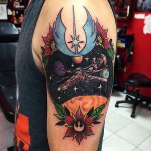 X-Wing Tattoo by Rudi Redman #xwing #starwars #xwingstarfighter #spaceship #rogueone #theforceawekens #RudiRedman