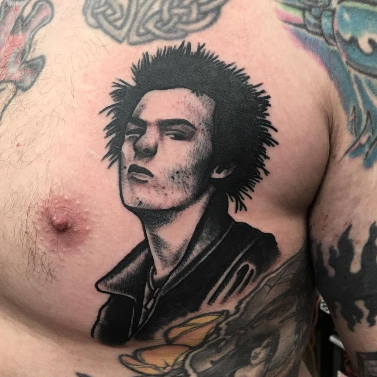 Tattoo Uploaded By Ross Howerton • A Blackwork Portrait Of Sid Vicious