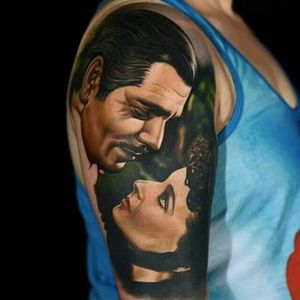 Beautiful realism piece of Clark Gable and Vivien Leigh in Gone With the Wind by Bob Tyrell #hollywood #cinema #moviestars #realism #portrait #nolines #BobTyrell