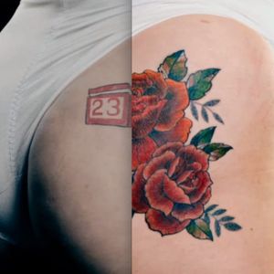 Courtesy of Tattoo Fixers #butt #rose #beforeandafter