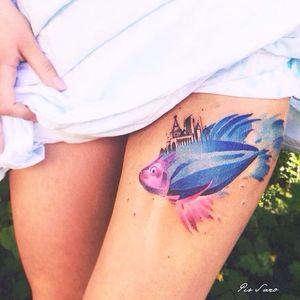 Watercolor fish tattoo by Pis Saro #PisSaro #fish #watercolor