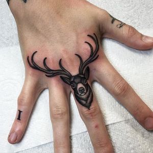 Antler tattoo by Jean La Roux. #JeanLaRoux #antler #horn #deer #blackandgrey #animal