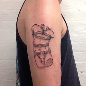 Bondage tattoo by Adam Traves. #AdamTraves #dotwork #bondage #shibari #bdsm