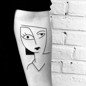 Cubism inspired tattoo by Carlo Amen #CarloAmen #minimalistic #linework #blackwork #cubism