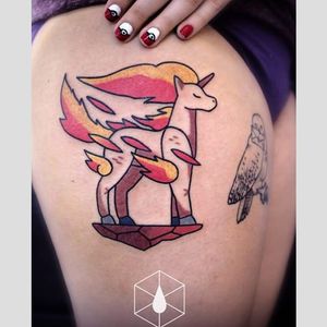 Ponyta of “Pokémon“ tattoo by Alex Iumsa. #AlexIumsa #EncreMecanique #illustrative #folkart #popculture #folk #pokemon
