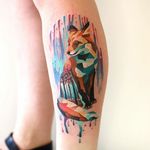 Fox Tattoo by Martynas Šnioka #fox #foxtattoo #watercolor #watercolortattoo #abstract #abstracttattoo #graphic #graphictattoo #lithuanian #MartynasSnioka