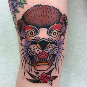 Otter Tattoo by Brooker Newnham #otter #animaltattoo #traditional #BrookerNewnham