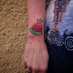 Watermelon tattoo by Sofie Johansson. #watermelon #fruit #tropical #melon #juicy #traditional #summer