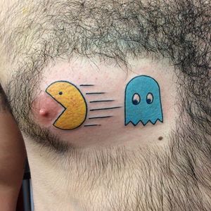 Forget the ghost - go for the nipple. By Jesse Dittmar #JesseDittmar #pacman #funny #computergames #arcadegame