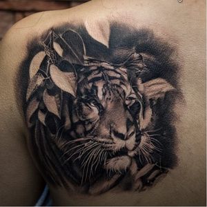 Tiger tattoo by Bacanu Bogdan #BacanuBogdan #blackandgrey #realistic #tiger