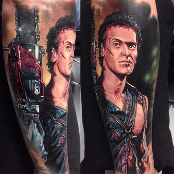 My bloody Ash Williams tattoo from The Evil Dead which is my favourite  horror franchise ever By Sly Lalonde at GuiltyPleasuresInkStudios   rtattoo