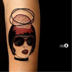 Pop art inspired tattoo by by Jamie Luna #JamieLuna #blackwork #brain #popart