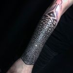 Super intricate detail work on this geometric forearm tattoo done by Anich Andrew. #anichandrew #geomtry #mandala #geometric #blackwork