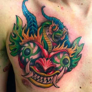 Tatuaje de cabeza de dragón de aspecto loco.  #ZhimpaMoreno #Newschool #dragon #dragehead